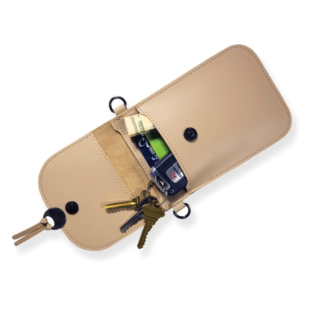 Save The Girls touch screen Crossbody Purse in Beige